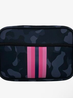 Unisex Black Camo Travel Organizer with Pink Stripe
